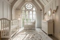 Charming nursery with elegant architecture and soft natural light in a serene setting Royalty Free Stock Photo