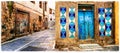 Charming old colorful streets of Greece, Rethymno town in Crete Royalty Free Stock Photo