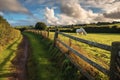Serene Countryside Fence with Grazing Horses