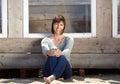 Charming older woman sitting outside Royalty Free Stock Photo