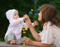 A charming one-year child and mother