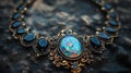 Charming opal and onyx necklace with a mesmerizing opal and deep black onyx Royalty Free Stock Photo