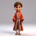 Charming Oriental Style 3d Cartoon Kid Model In Orange Outfit