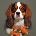 colorful cavalier king with flowers