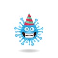 Charming picture of coronavirus bacteria mascot design concept with smile expression. Mascot logo design