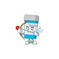 Charming picture of medical bottle Cupid mascot design concept with arrow and wings