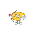 Charming picture of oil capsule Cupid mascot design concept with arrow and wings