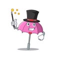 Charming pink umbrella cartoon design performance as a Magician style