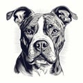 Charming Pit Bull Tattoo Illustration Realistic Portrait Of A Strong Canine Royalty Free Stock Photo