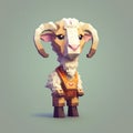 Charming Low Poly Goat Character With Medieval-inspired Apron