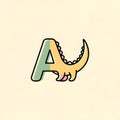 Cute Dinosaur Letter A Logo Royalty Free Stock Photo