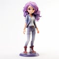 Charming Purple-haired Figurine: Pop Kei Style With Suburban Ennui Royalty Free Stock Photo