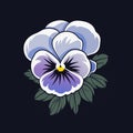 Charming Purple And White Pansy Logo On Black Background Royalty Free Stock Photo