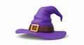 Charming purple witch hat with gold buckle, a whimsical and magical 3D render on white backround Royalty Free Stock Photo