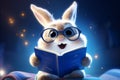 Charming rabbit character wearing gles and Royalty Free Stock Photo
