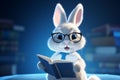 Charming rabbit character wearing gles and