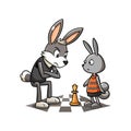 Charming Rabbit Playing Chess Strategically