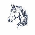 Charming Realism: Navy Horse Head Logo On White Background