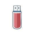 Charming Red USB Stick Illustration for Data Storage Connectivity and Tech Integration Royalty Free Stock Photo