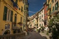 Charming Riomaggiore fishing village with colorful buildings Royalty Free Stock Photo