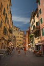 Charming Riomaggiore fishing village with colorful buildings Royalty Free Stock Photo