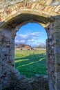 Charming rural entranceway leading to a distant cottage in Dunwich, Suffolk, England Royalty Free Stock Photo