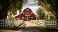 Charming rural scene with red barn and fence