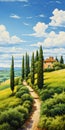 Charming Rural Scenes With Cypress Trees: Inspired By Bess Hamiti And Pinturicchio
