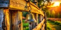 Charming Rustic Cowbell Decorates Wooden Fence A Study in Compositional Harmony Royalty Free Stock Photo