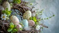 Natural Rustic Easter Wreath with Eggs and Feathers