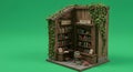 Whimsical Rustic Miniature Library with Ivy Royalty Free Stock Photo