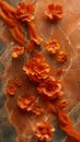 A charming rustic orange marble and marigolds.