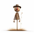Charming Scarecrow Illustration In Cinema4d Style Royalty Free Stock Photo