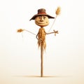 Charming Scarecrow Illustration On Stick - Minimalistic 3d Design Royalty Free Stock Photo