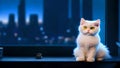 A charming scene of adorable cat cuties perched in the window, keeping a watchful eye on the world beneath the moonlit sky.