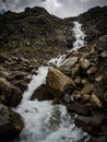 Charming scenery of big waterfalls, wild rivers and picturesque meadows of Alps in National park Hohe Tauern near Kaprun, Austria.