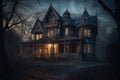 - charming scenes from the haunted house, 8 generative ai Royalty Free Stock Photo