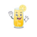 A charming screwdriver cocktail mascot design style smiling and waving hand