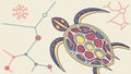 Charming Sea Turtle with Geometric Shell Design, vector design Generative AI Royalty Free Stock Photo