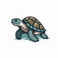 Charming Sea Turtle Logo Illustration In Hyper-realistic Style Royalty Free Stock Photo