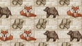 Origami Woodland Animals Seamless Pattern Royalty Free Stock Photo