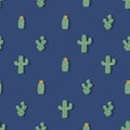 Charming Seamless Pattern Featuring Adorable Cacti, Cute And Unique Design With Succulent Flowers Vector Illustration