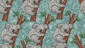 Stained Glass Sleeping Koalas Seamless Pattern Royalty Free Stock Photo