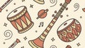 Hand-Drawn Ethnic Instruments Seamless Pattern, World Music, vector design Generative AI Royalty Free Stock Photo