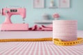 Sewing Essentials on a Craft Table Royalty Free Stock Photo