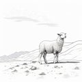 Charming Sheep Illustration In Flattened Perspective: A Whistlerian Delight