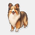 Charming Sheltie Dog Sticker Mascot With Dynamic Brushstrokes