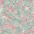 Vintage Swirls Seamless Pattern: Victorian-Inspired, Pastel Colors, Antique Wallpaper Royalty Free Stock Photo