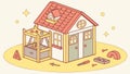 Charming small house under construction with tools. vector design Generative AI Royalty Free Stock Photo