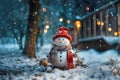 Charming snowman in a picturesque winter wonderland, spreading seasonal cheer